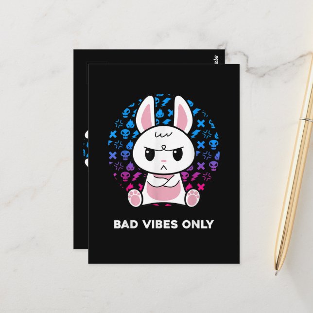 Bad Vibes Only Postcard (Front/Back In Situ)