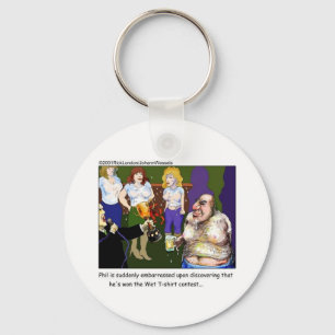 Bad Wet Tee Contest Funny Cartoon Gifts & Tees Key Ring