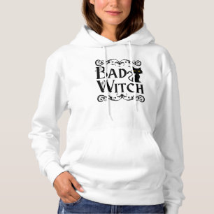 bad Witch black cat black and white Halloween  Hoodie