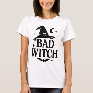 Bad Witch   Black & White Minimalist Women’s Hallo T-Shirt