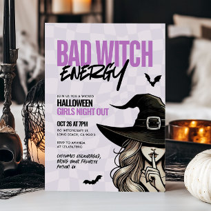 Bad Witch Energy Girls Night Halloween Party Invitation