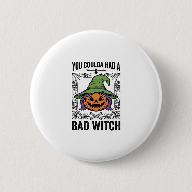 Bad Witch Funny Halloween Pumpkin Witch_1 6 Cm Round Badge (Front)