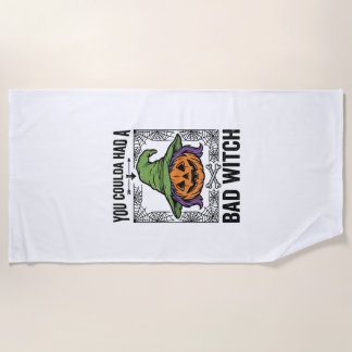 Bad Witch Funny Halloween Pumpkin Witch_1 Beach Towel