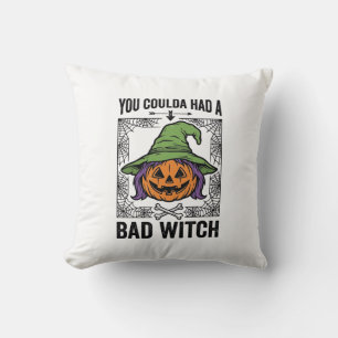 Bad Witch Funny Halloween Pumpkin Witch_1 Cushion