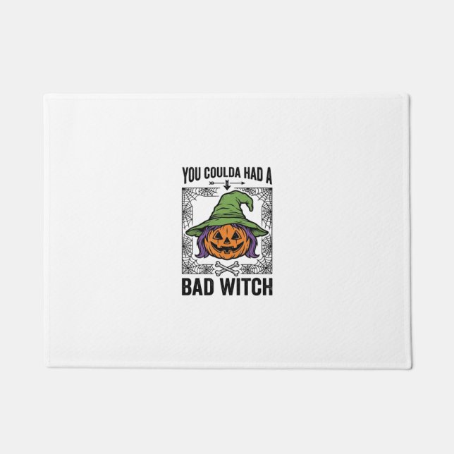 Bad Witch Funny Halloween Pumpkin Witch_1 Doormat (Front)