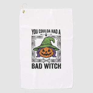 Bad Witch Funny Halloween Pumpkin Witch_1 Golf Towel