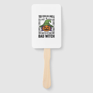 Bad Witch Funny Halloween Pumpkin Witch_1 Hand Fan