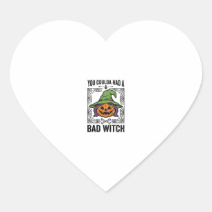 Bad Witch Funny Halloween Pumpkin Witch_1 Heart Sticker