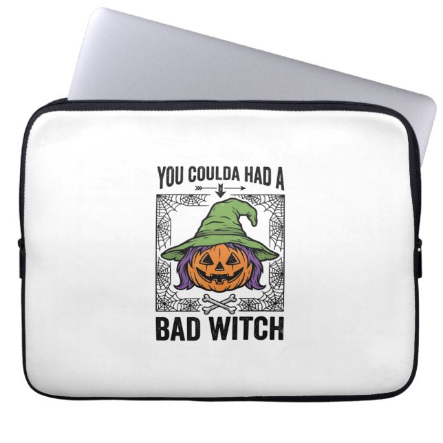 Bad Witch Funny Halloween Pumpkin Witch_1 Laptop Sleeve (Front)