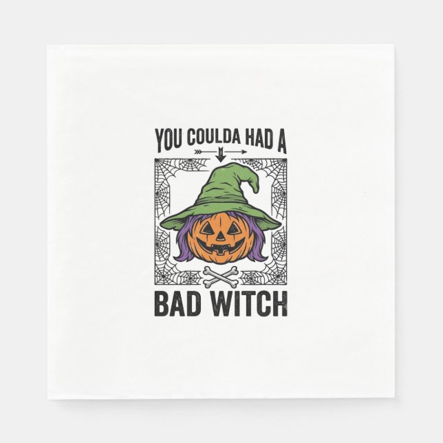 Bad Witch Funny Halloween Pumpkin Witch_1 Napkin (Front)