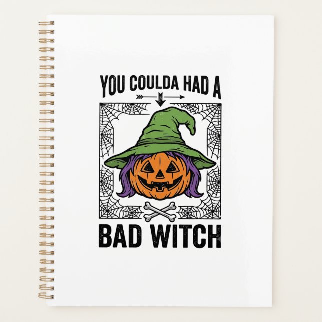 Bad Witch Funny Halloween Pumpkin Witch_1 Planner (Front)