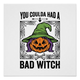 Bad Witch Funny Halloween Pumpkin Witch_1 Poster