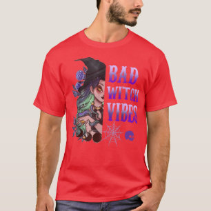 Bad Witch Vibes Funny Halloween T-Shirt