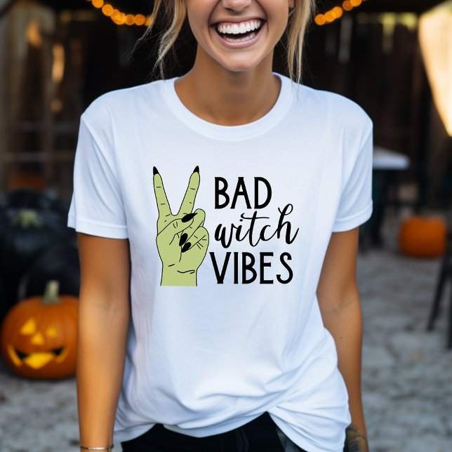 Bad Witch Vibes Modern Womens Halloween T-Shirt (Creator Uploaded)