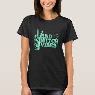 Bad Witch Vibes Pastel Goth Witch Peace Hand Sign T-Shirt