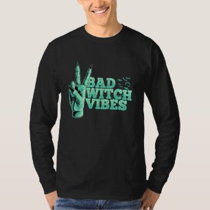Bad Witch Vibes Pastel Goth Witch Peace Hand Sign T-Shirt
