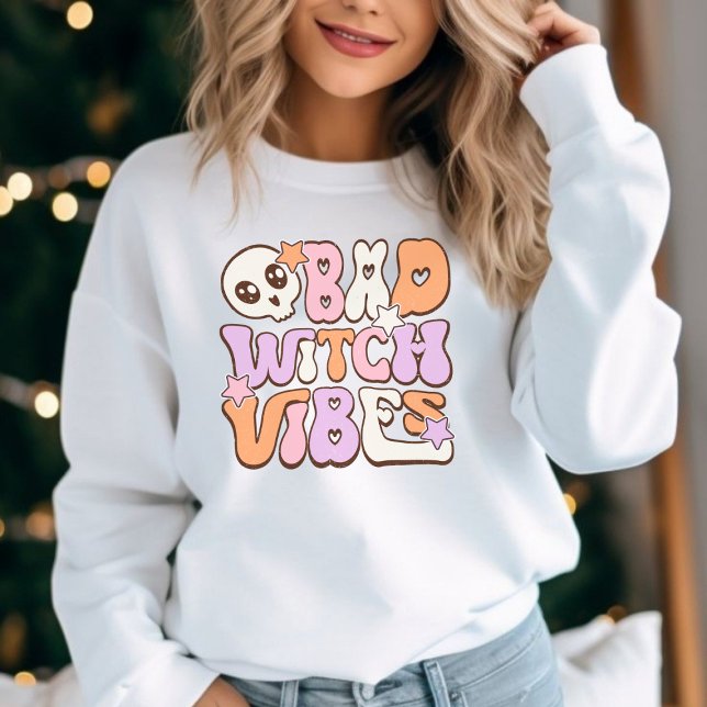 Bad Witch Vibes Retro Halloween Pastel Sweatshirt  (Creator Uploaded)
