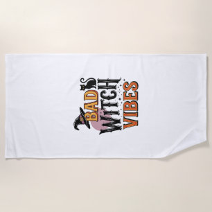 Bad Witch Vibes Vintage Halloween Shirt Design_1 Beach Towel