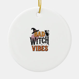 Bad Witch Vibes Vintage Halloween Shirt Design_1 Ceramic Tree Decoration
