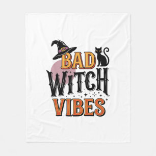 Bad Witch Vibes Vintage Halloween Shirt Design_1 Fleece Blanket
