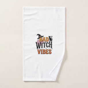 Bad Witch Vibes Vintage Halloween Shirt Design_1 Hand Towel