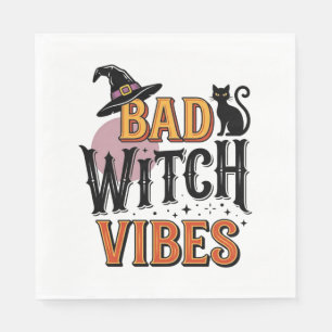 Bad Witch Vibes Vintage Halloween Shirt Design_1 Napkin