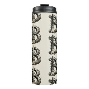 Bad Witch Witchy Broom Letter B Custom Initial Thermal Tumbler