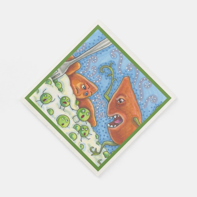 BAD YAM YELLING AT PEAS, FUNNY THANKSGIVING MEAL NAPKIN (Corner)