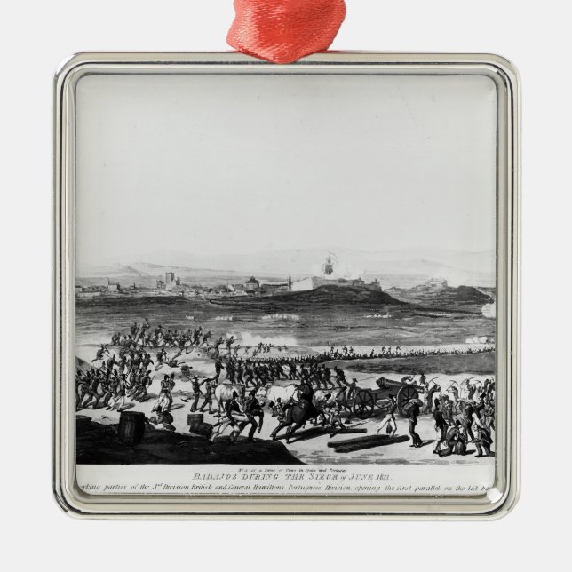 Badajos During Siege of  engraved Charles Metal Tree Decoration (Front)
