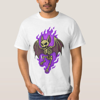 Badass Bat Skeleton with Purple Fire Aura T-Shirt