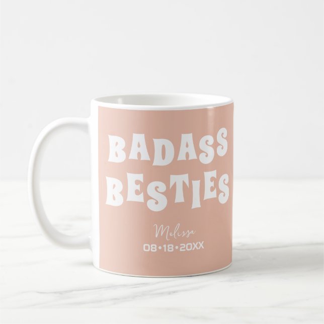 Badass Besties Funny Bridesmaid Favour Gift Coffee Mug (Left)