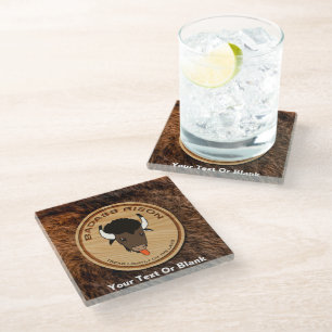 Badass Bison Farm Logo Glass Coaster