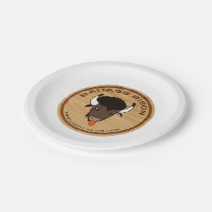 Badass Bison Farm Logo Paper Plate