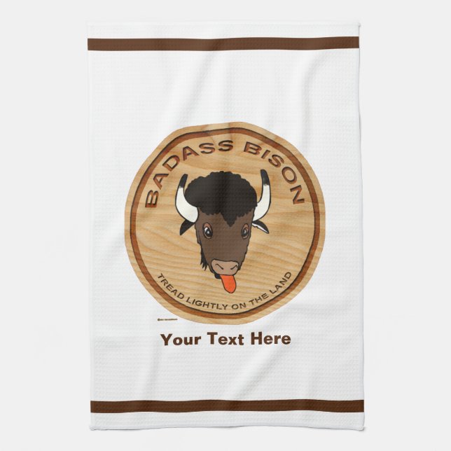 Badass Bison Farm Logo Tea Towel (Vertical)