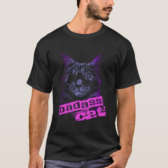 Badass Cat With Eye Patch T-Shirt (Front)