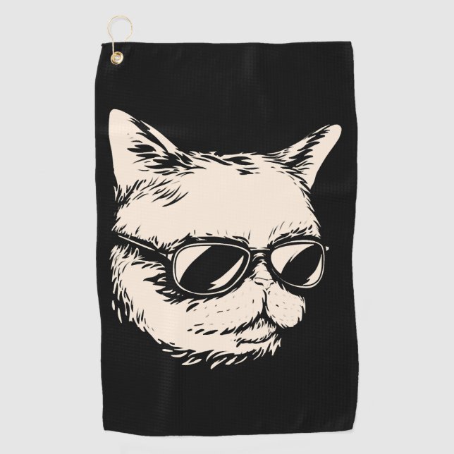 Badass cat with sunglasses cattitude golf towel (Front)