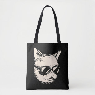 Badass cat with sunglasses cattitude tote bag