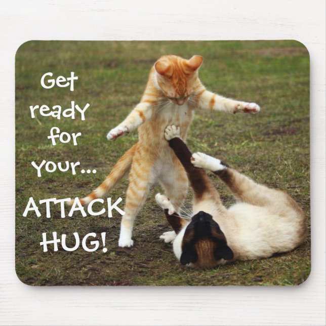 Badass Cats - Attack hug Mouse Mat (Front)