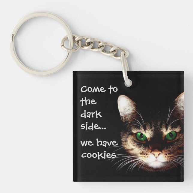 Badass Cats - "Dark Side has Cookies"  Key Ring (Front)