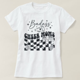 Badass Cheer Moms Club Retro Groovy Megaphone Star T-Shirt