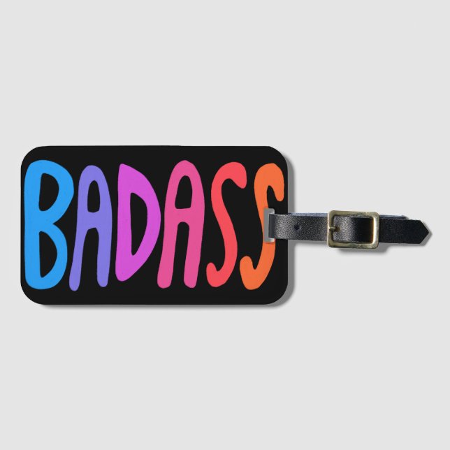 BADASS Colourful Cool & Fun Stripes BLACK Luggage Tag (Front Horizontal)