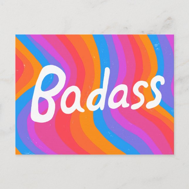 BADASS Colourful Cool & Fun Stripes Postcard (Front)