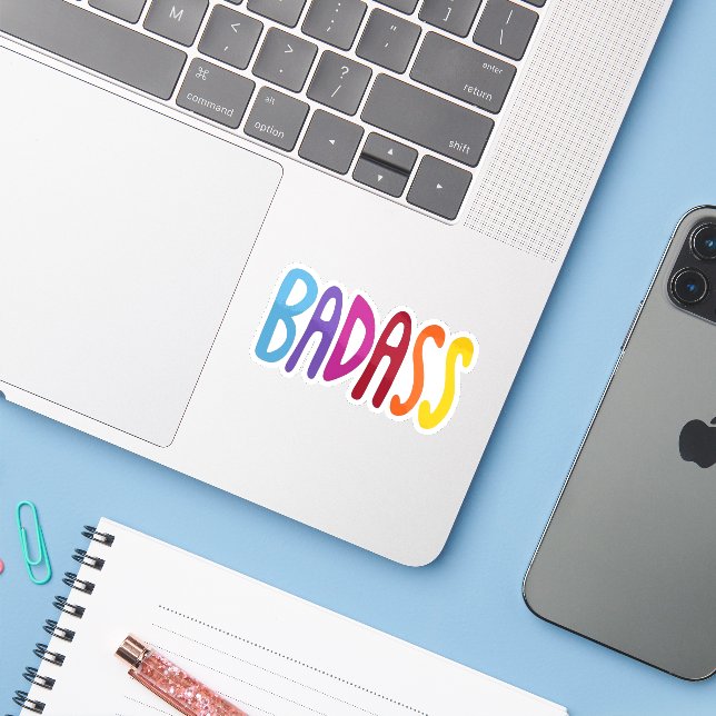 BADASS Colourful Fun Lettering  (Laptop w/ iPhone)