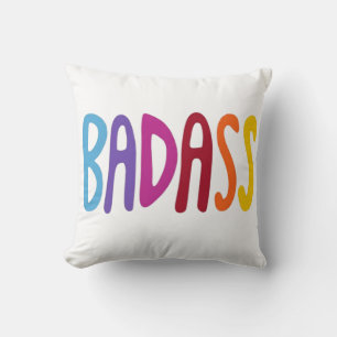 BADASS Colourful Fun Lettering  Cushion