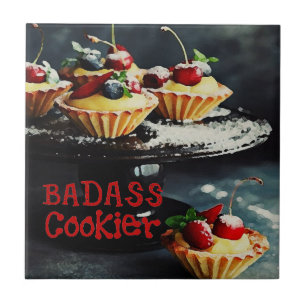 BADASS COOKIER Funny Gifts Quote CERAMIC TILE