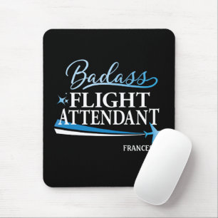 Badass Flight Attendant Personalise Black Mouse Mat