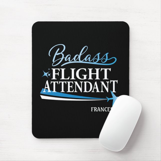 Badass Flight Attendant Personalise Black Mouse Mat (With Mouse)