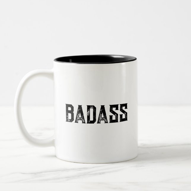 Badass Funny Typography Minimalist Coffee Mug (Left)