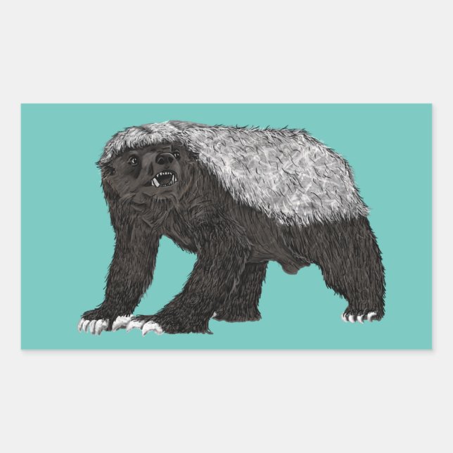 Badass Honey Badger Fearless Nasty Attitude Animal Rectangular Sticker (Front)
