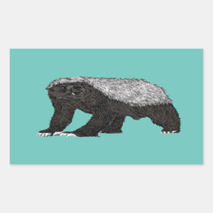 Badass Honey Badger Fearless Nasty Attitude Animal Rectangular Sticker